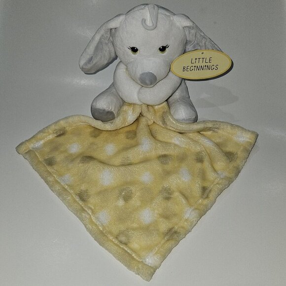 NEW Little Beginnings White Puppy Dog Lovey Plush Yellow Stuffed Baby Toy - Picture 1 of 12